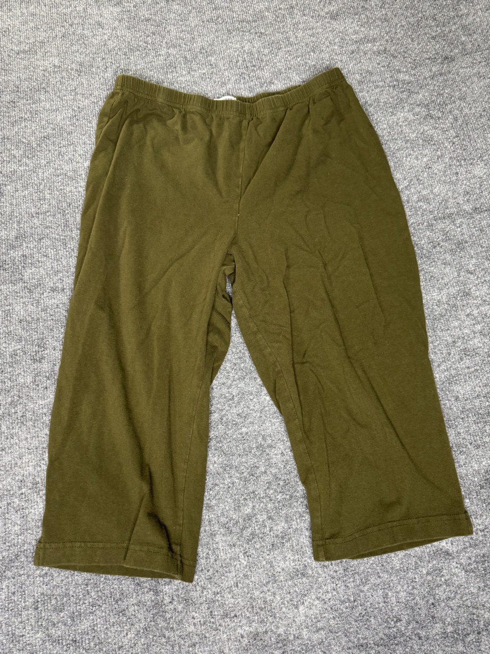 Basic Editions Pants Womens Large Green Capri Relaxed Fit Elastic Waist Casual
